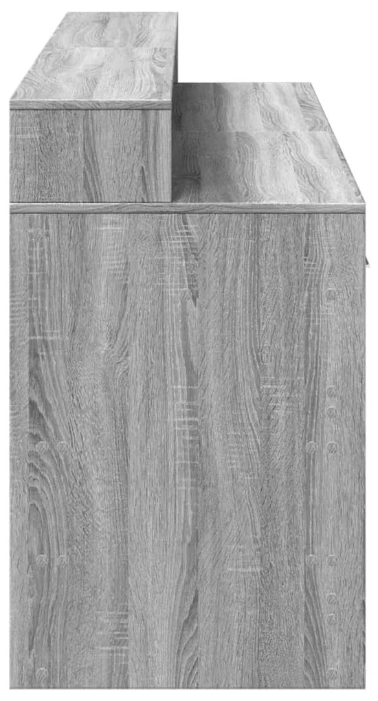 Secretária luzes LED 160x55x91cm deriv. madeira cinzento sonoma