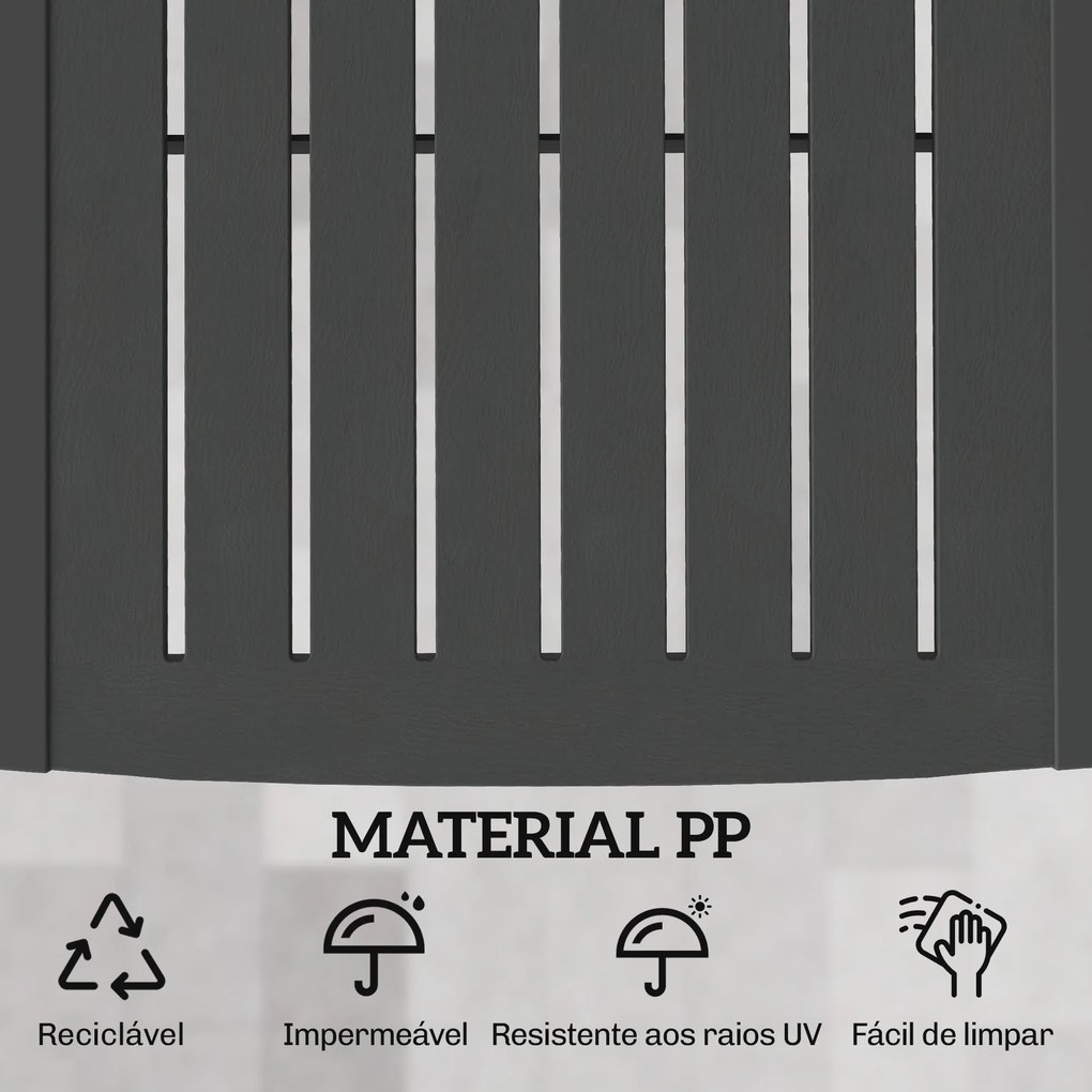 Conjunto de 2 Espreguiçadeiras Reclináveis de Plástico PP com Bandeja Lateral Encosto Ajustável em 5 Posições 192x57x28,5 cm Cinzento