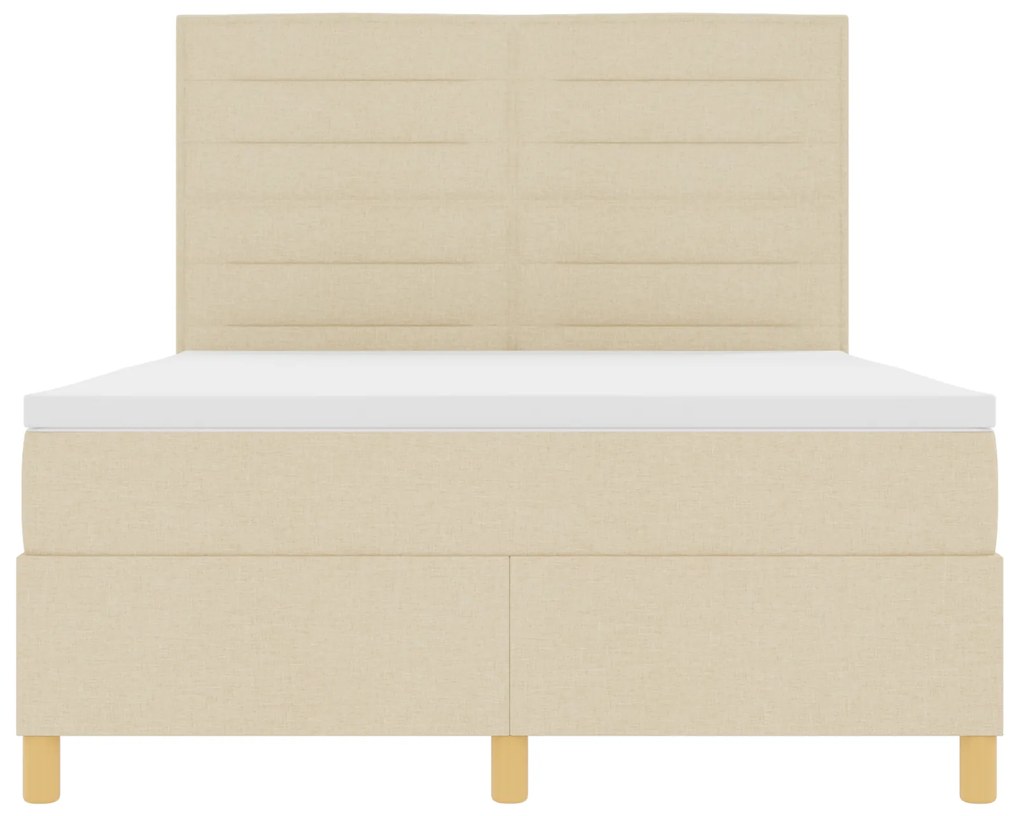 Cama Box Spring com Colchão Creme 140x200 cm Tecido