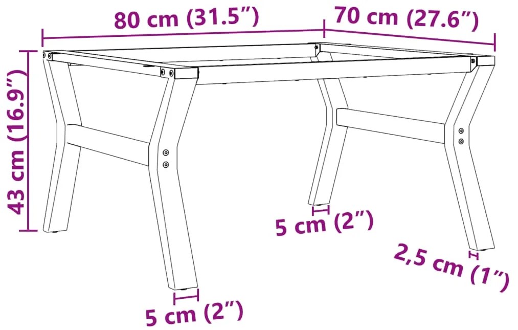 Pernas para mesa de centro estrutura em Y aço