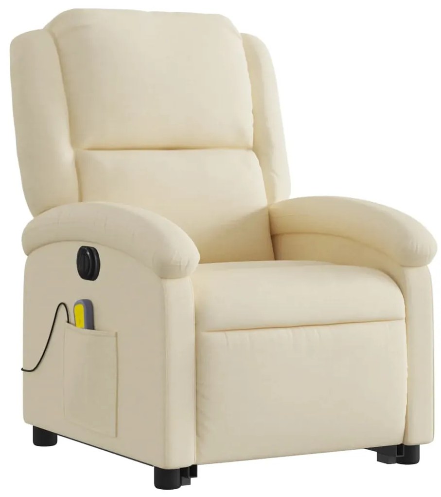 Poltrona elétrica elevatória massagens tecido creme
