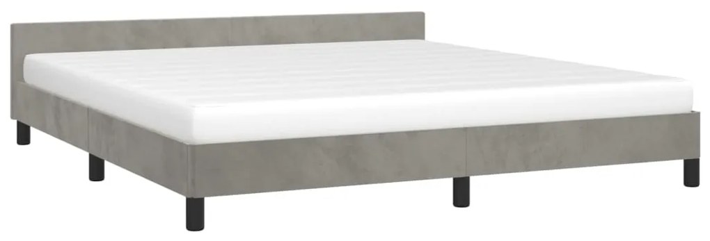 Estrutura de cama c/ cabeceira 180x200 cm veludo cinzento-claro