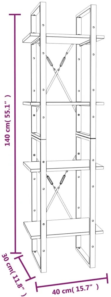 Estante 4 prat. 40x30x140 cm derivados madeira cinzento sonoma