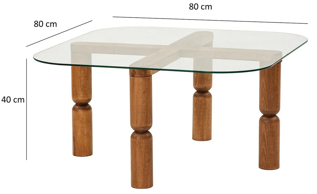 Mesa de Centro Kei – Nogueira – 80x40x80 cm