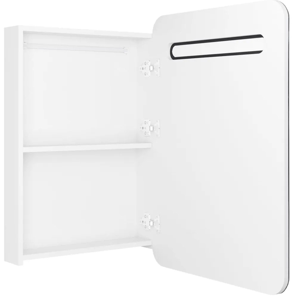 Armário espelhado casa de banho LED 60x11x80cm branco brilhante