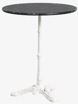 Mesa De Bar Redonda Ø60cm Em Pedra Natural Azteca Mármore Verde Big Flower - Branco Glacial - Sklum