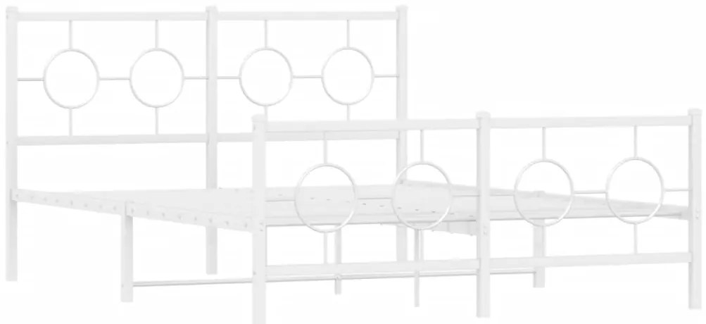 Estrutura de cama com cabeceira e pés 140x190 cm metal branco