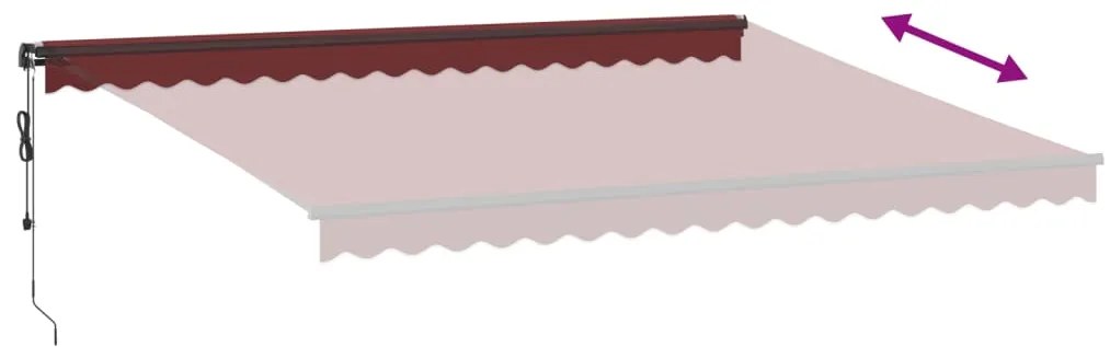 Toldo retrátil automático com luzes LED 450x300 cm bordô