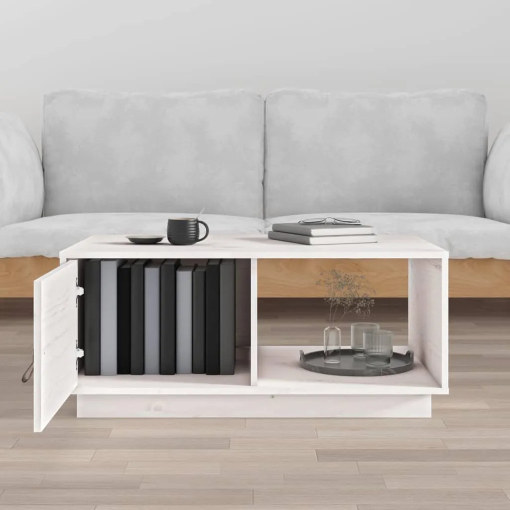 Mesa de centro 80x80x35,5 cm madeira de pinho maciça branco