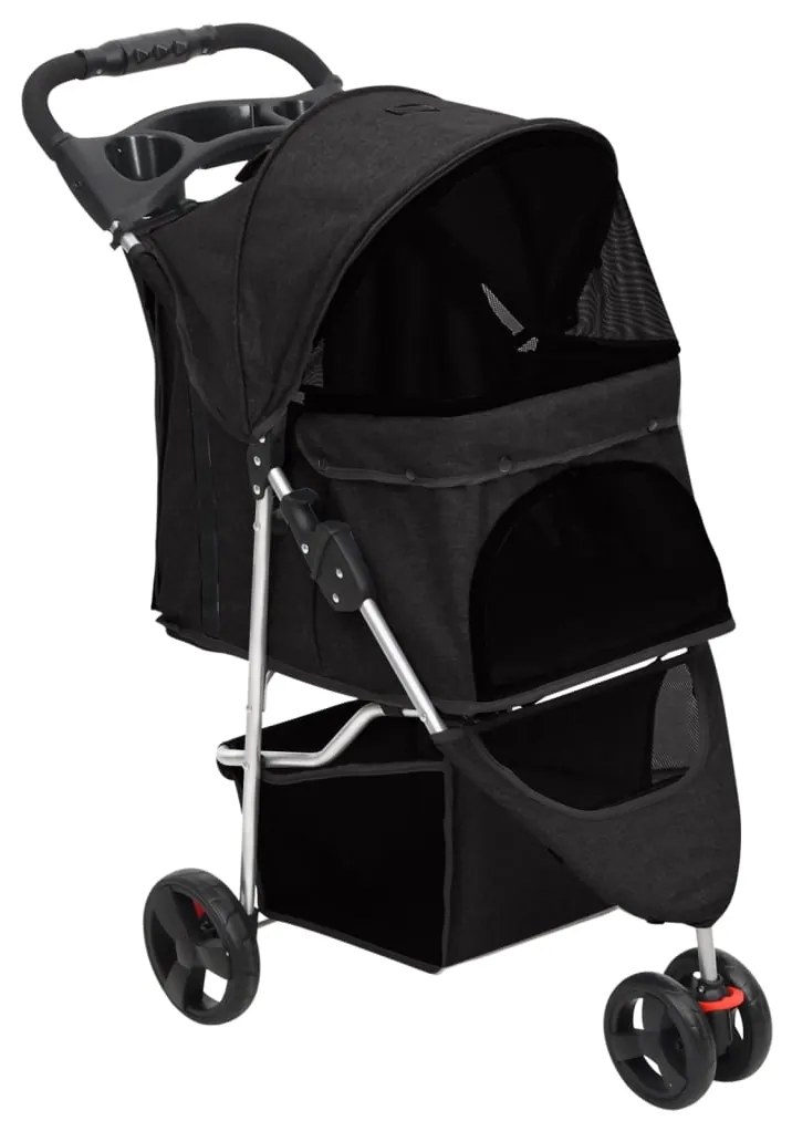 vidaXL Carrinho dobrável para cães 80x46x98 cm tecido oxford preto