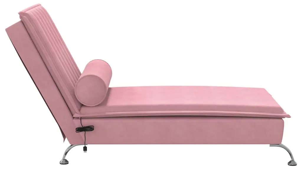 Chaise lounge de massagem com rolo veludo rosa