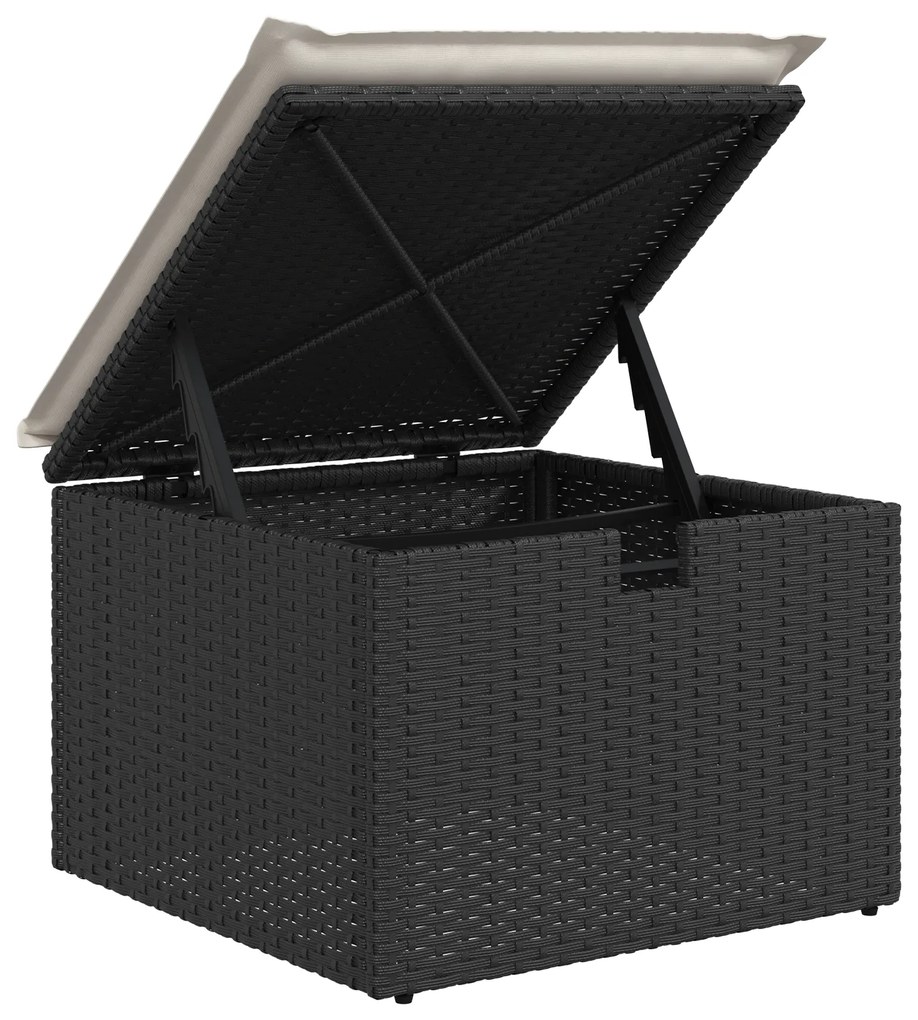 Conjunto de Sofá Jardim de 9 Peças com Almofadas Preto Rattan Poliprop