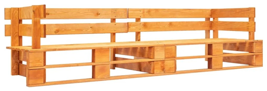 vidaXL Sofá de paletes p/ jardim de 2 lugares madeira castanho mel