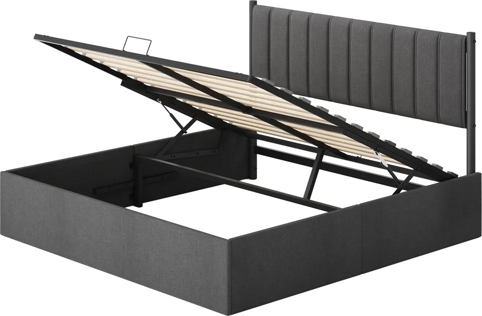 Estrutura de cama, 180 x 200 cm (COLCHÃO NÃO INCLUIDO), com base de ripas rebatível Cinza