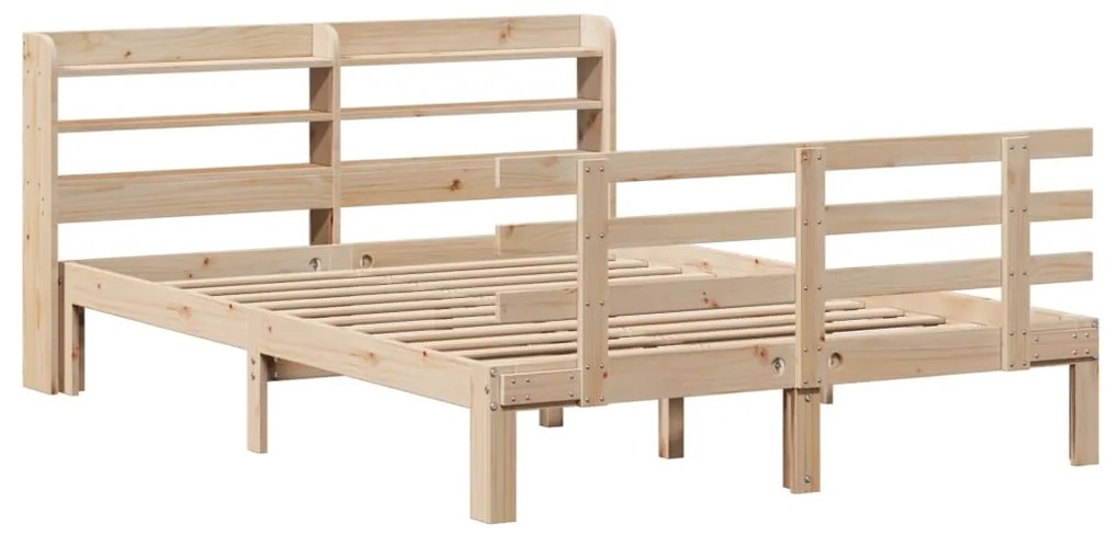 Estrutura cama c/ cabeceira 140x190 cm pinho maciço