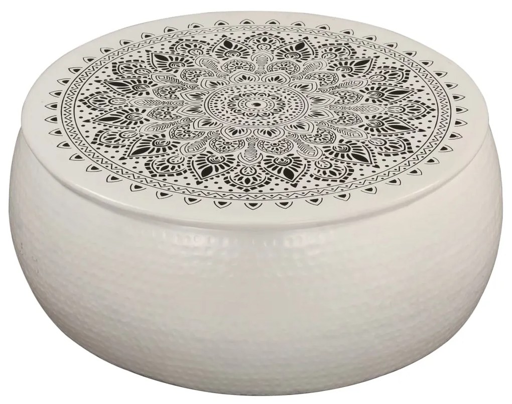 vidaXL Mesa de centro em alumínio martelado 70x30 cm branco