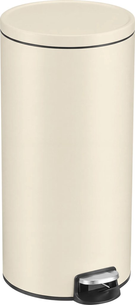 Caixote do lixo de cozinha 30 L, 29,5 x 37,1 x 63 cm com pedal e tampa com fecho suave, balde interior e 15 sacos de lixo, Bege