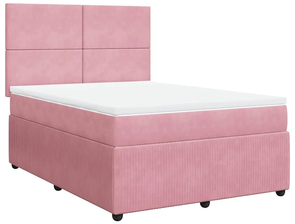 Cama com molas/colchão 140x200 cm veludo rosa