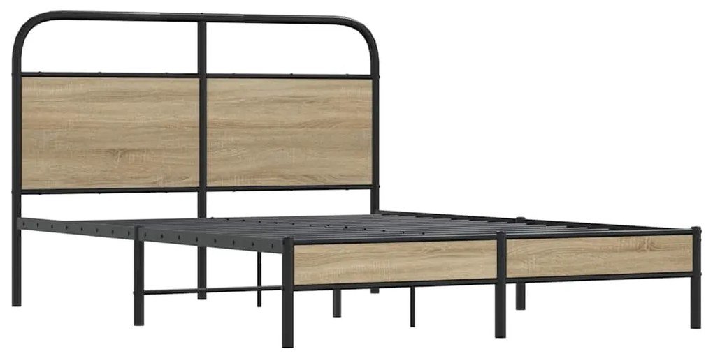 Estrutura de cama 135x190 cm derivados madeira carvalho fumado