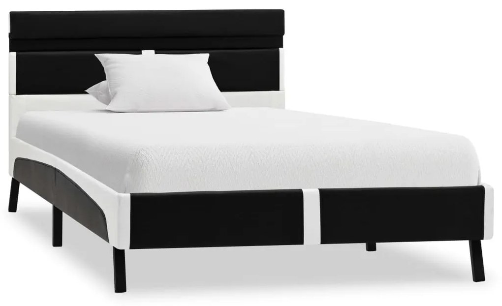 Estrutura de cama c/ LED 90x200 cm couro artificial preto