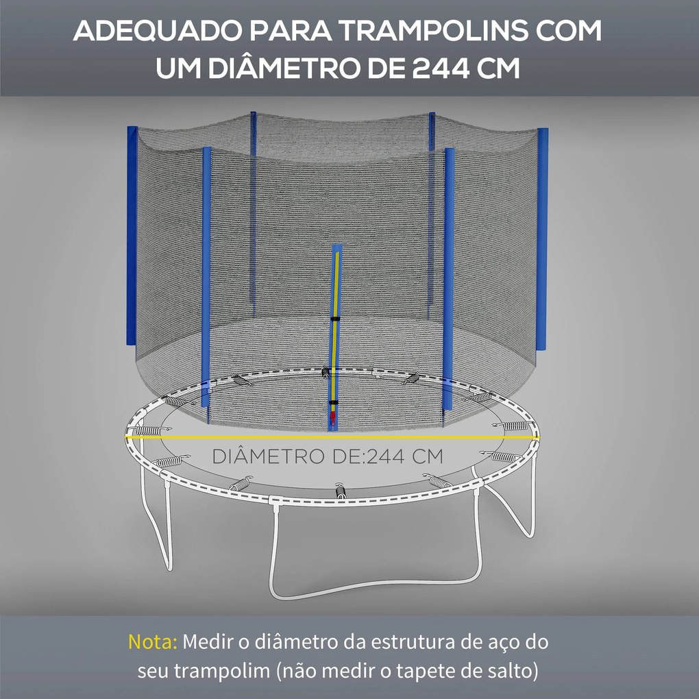 SPORTNOW Rede de Segurança para Trampolim Ø244 cm Rede de Substituição