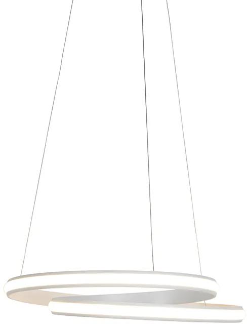 Moderno candeeiro suspenso branco 55cm com LED - Rowan Moderno