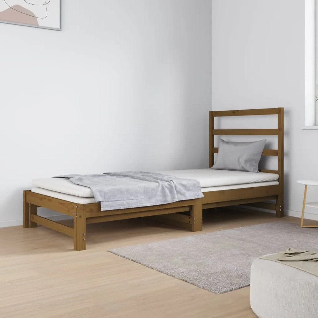 3124750 vidaXL Estrutura sofá-cama de puxar 2x(90x190)cm pinho maciço castanho
