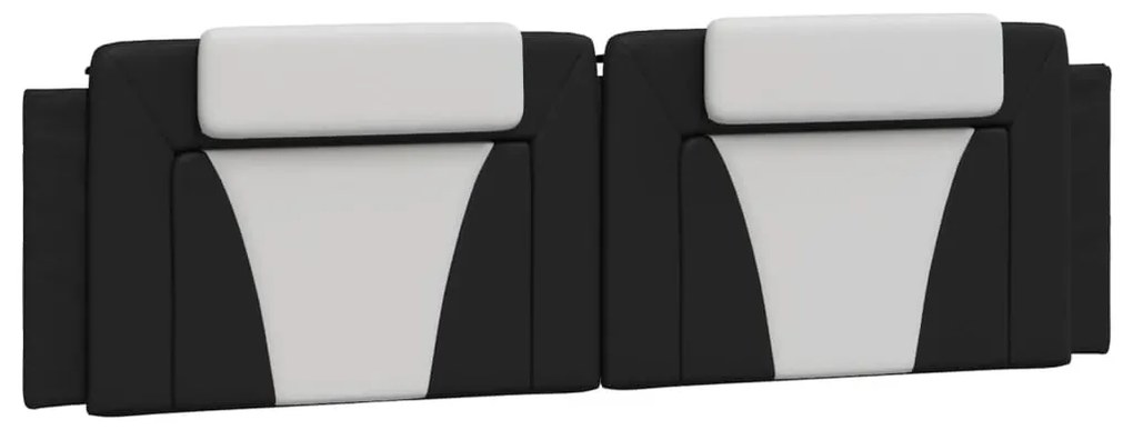 Estrutura cama c/ luzes LED 180x200cm couro artif. preto/branco