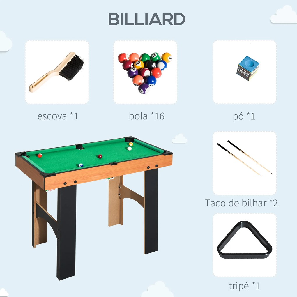 Mesa Multi-Jogos 4 em 1 Matraquilho para Crianças Mesa de Bilhar Mesa de Ping-Pong e Hóquei de Mesa 87x43x73 cm Madeira e Preto
