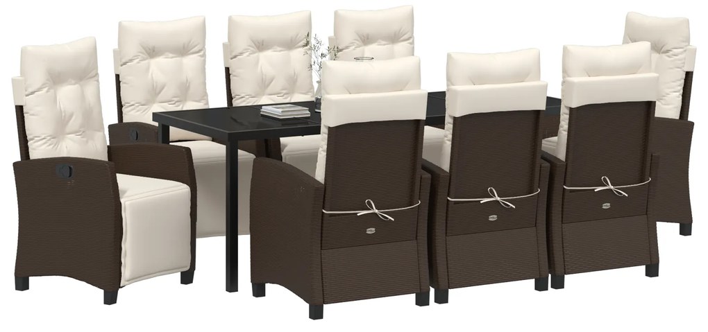 Conjunto de Jantar de Jardim 9 Peças Rattan Polipropileno Marrom