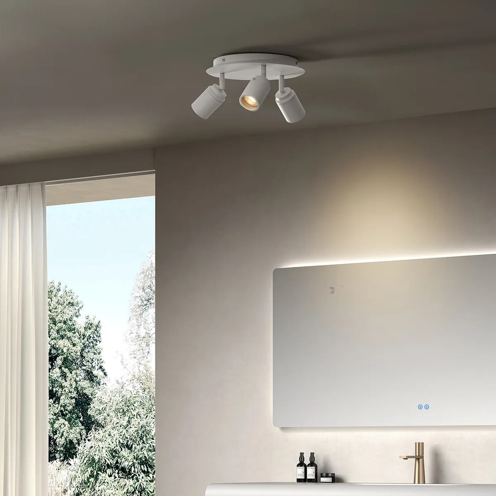 Foco de casa de banho moderno branco 3-luzes IP44 - Ducha