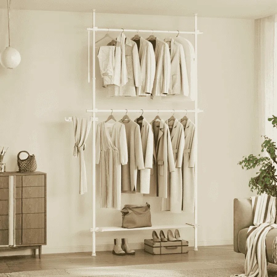 Guarda Roupa aberto até ao teto 33,5 x (84-123) x (208-310) cm com prateleira em Branco