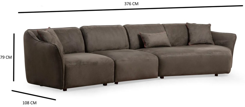 Sofá de Canto Mentis – Castanho – 376 cm x 108 cm x 79 cm