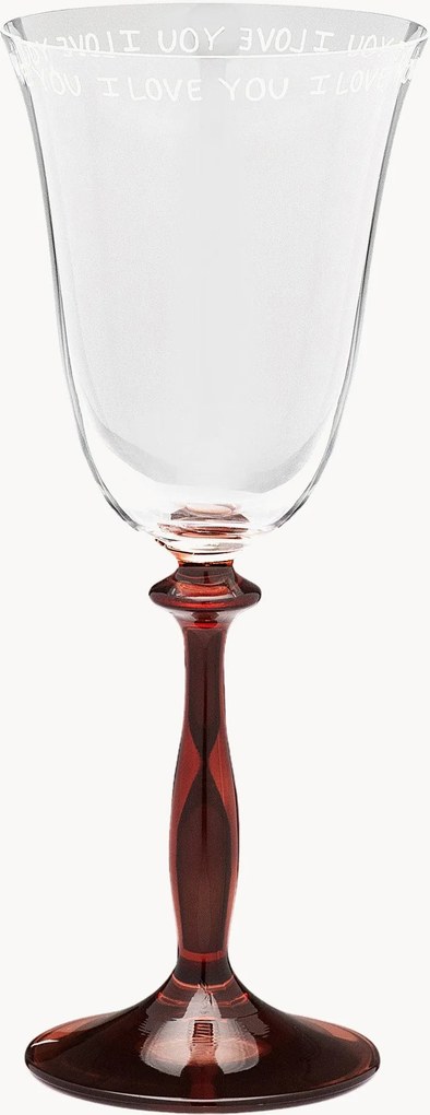 Copos de vinho de cristal I Love You, conjunto de 2