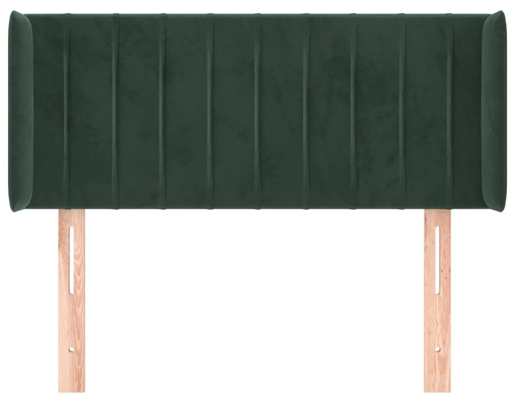 Cabeceira de cama c/ abas veludo 83x16x78/88 cm verde-escuro