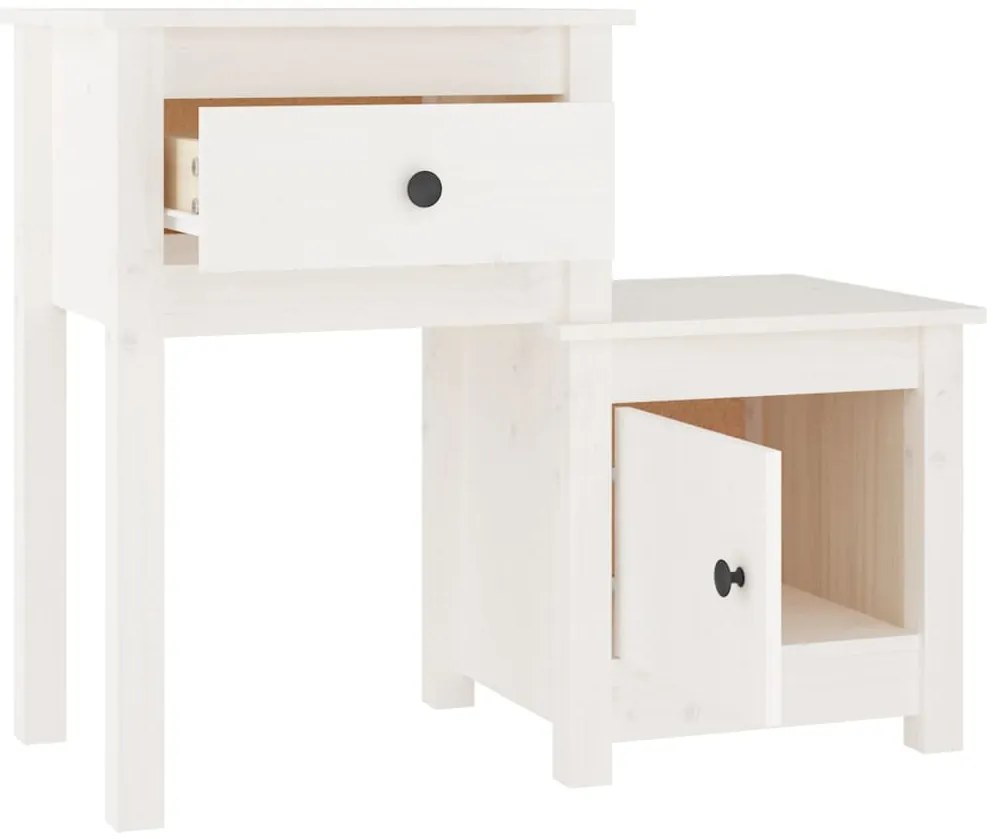 Mesas de cabeceira 2 pcs 79,5x38x65,5 cm pinho maciço branco