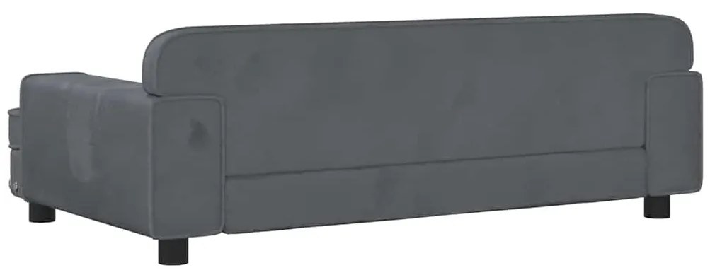 Sofá infantil 90x53x30 cm veludo cinzento-escuro
