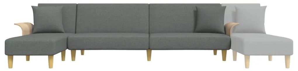 Sofá-cama em forma de L 279x140x70 cm tecido cinzento-escuro