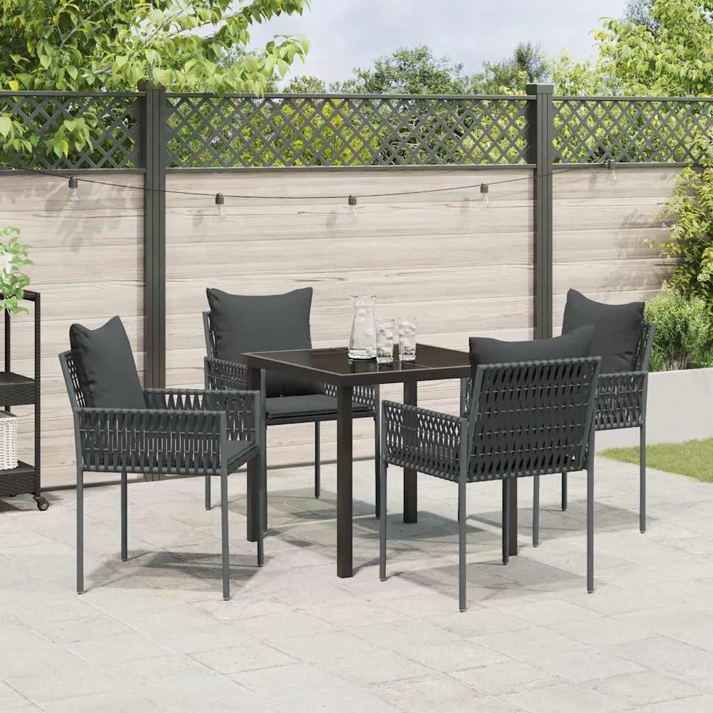 Conjunto de Jantar de Jardim 5 Peças com Almofadas e Cadeiras de Poli
