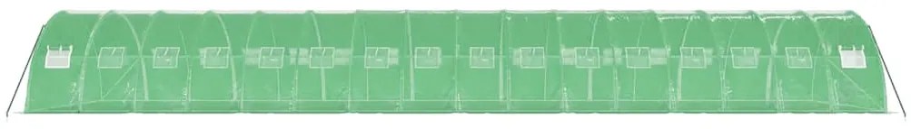 Estufa com estrutura de aço 64 m² 16x4x2 m verde