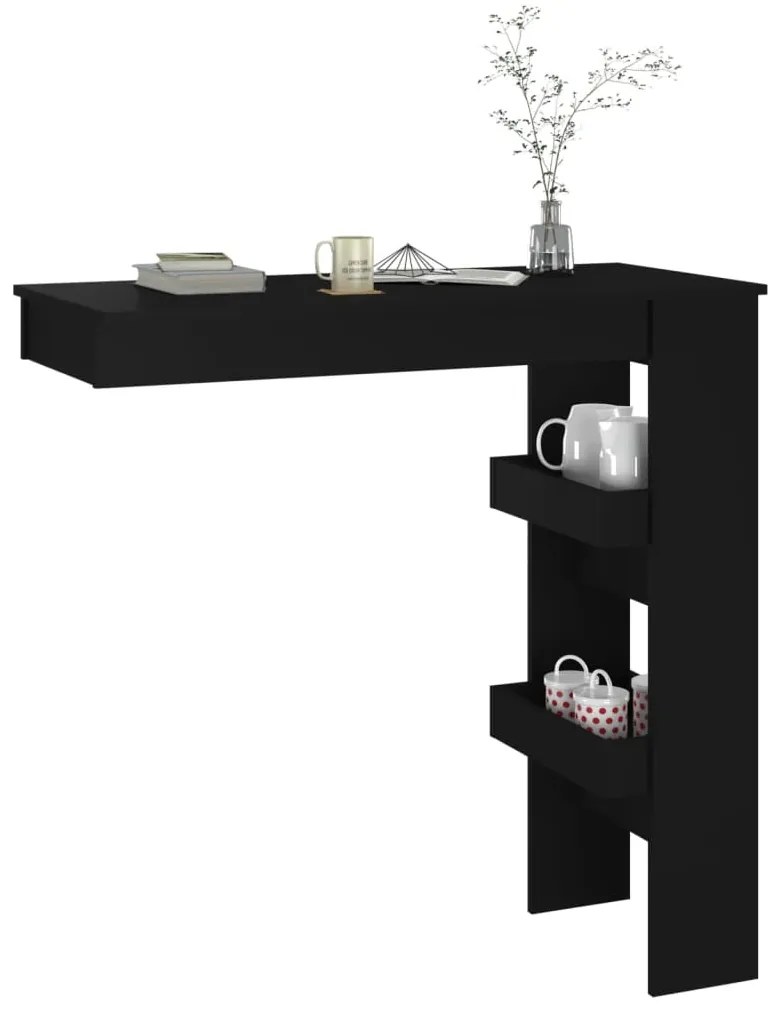 Mesa de bar p/ parede 102x45x103,5 cm derivados madeira preto