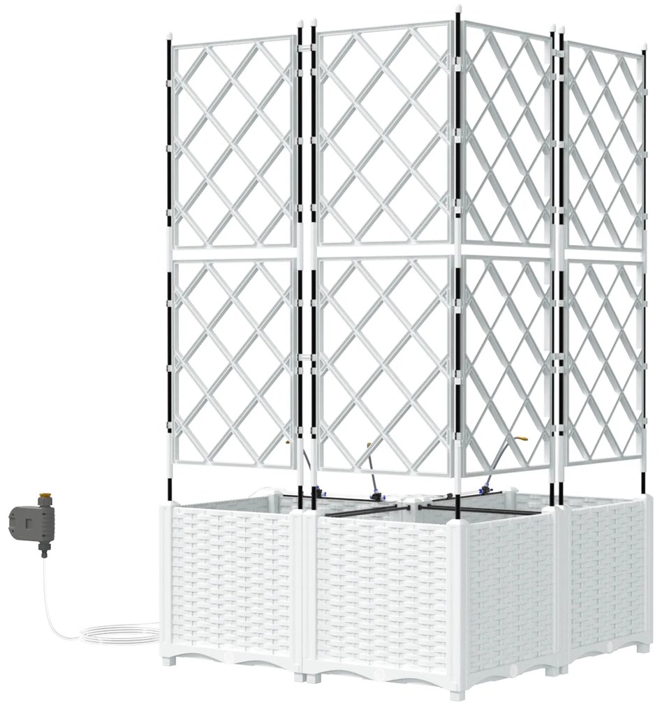 Jardineiras com Sistema de Irrigação 3 pcs Branco