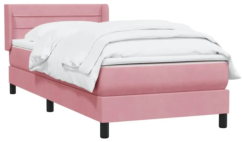 Cama com molas/colchão 80x220 cm veludo rosa