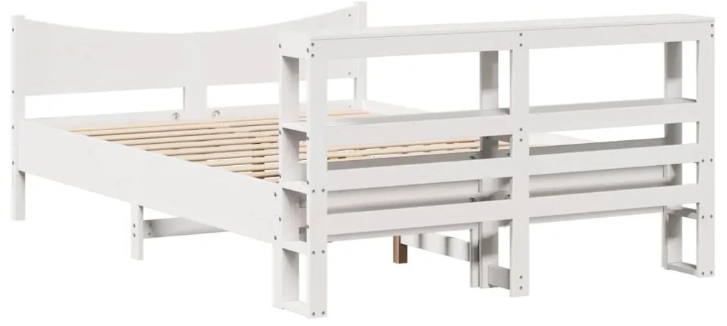 Estrutura de cama com cabeceira 140x200 cm pinho maciço branco