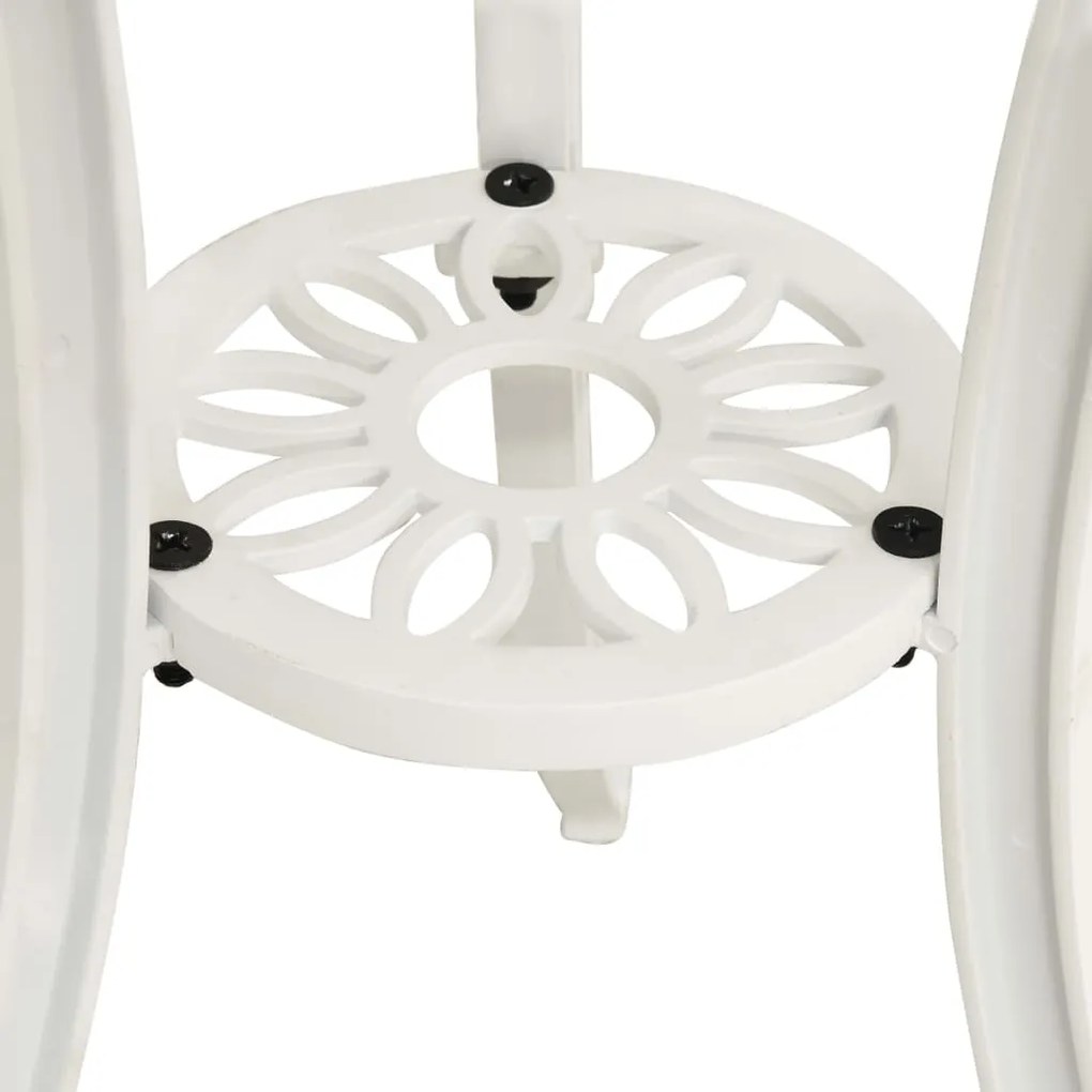 Mesa de jardim 62x62x65 cm alumínio fundido branco