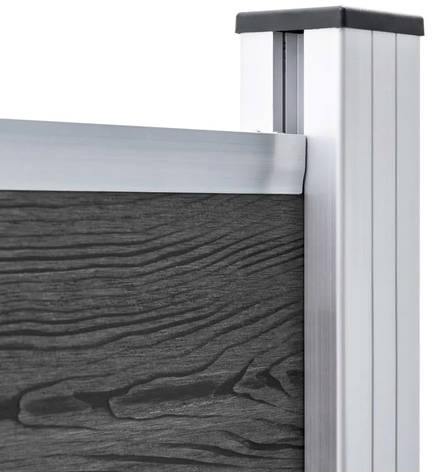Conjunto painel de cerca 699x146 cm WPC preto