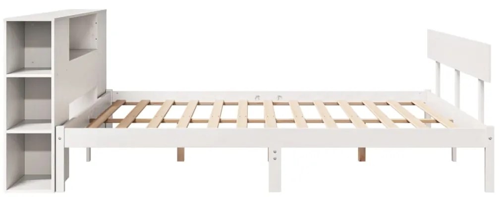 Cama com estante sem colchão 200x200 cm pinho maciço branco