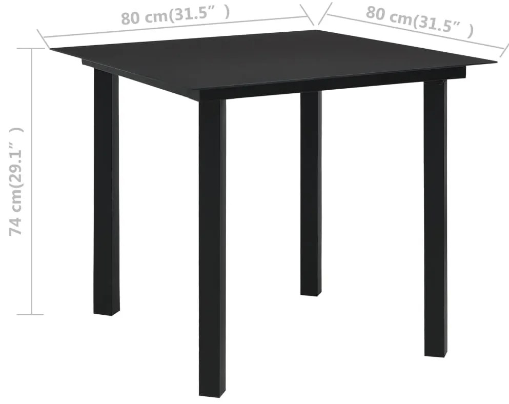 3 pcs conjunto de jantar para jardim vime de PVC preto