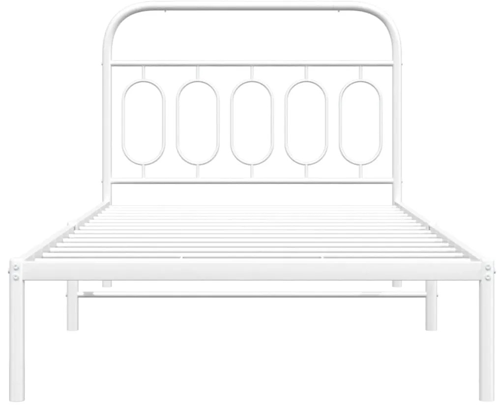 Estrutura de cama com cabeceira 100x190 cm metal branco