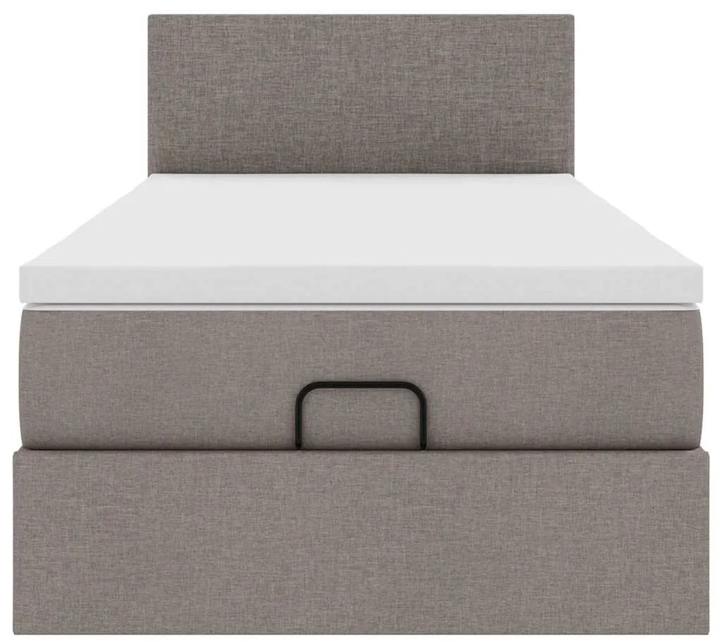 Cama otomana com colchão 100x200 cm tecido cinza